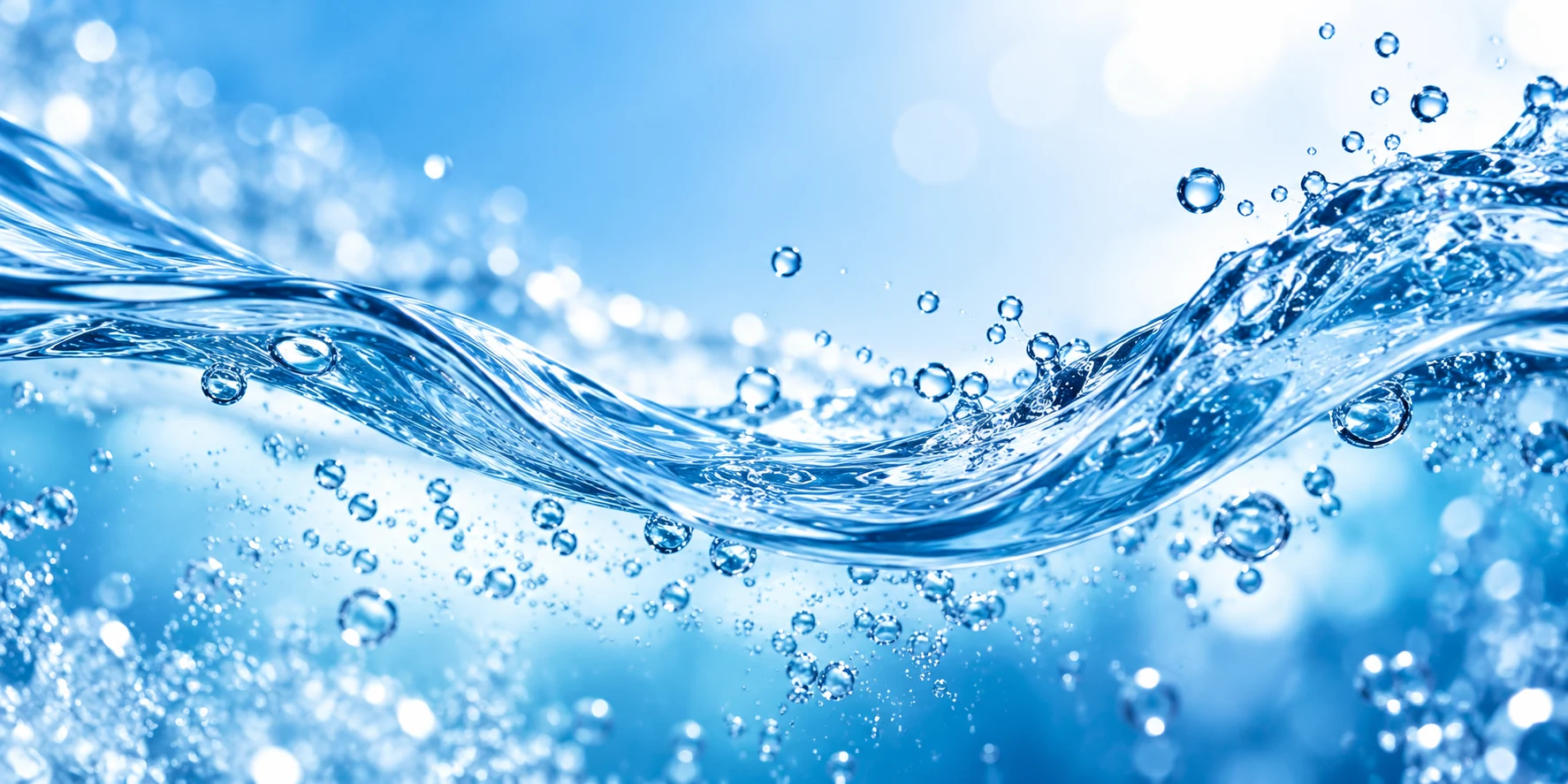 Abstract clean flowing water and bubbles